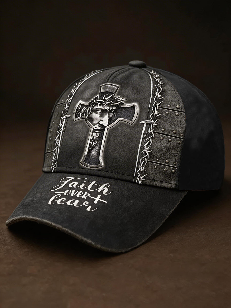 Unisex Faith Over Fear Jesus Print Hat