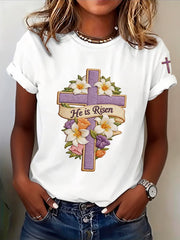 Women's Faith Plants Flowers Printed T-shirt
