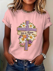 Women's Faith Plants Flowers Printed T-shirt