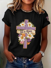 Women's Faith Plants Flowers Printed T-shirt