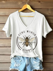 Women's 'Kind Words Are Like Honey' Printed Casual T-Shirt