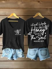 Women's 'Kind Words Are Like Honey' Printed Casual T-Shirt