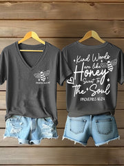 Women's 'Kind Words Are Like Honey' Printed Casual T-Shirt