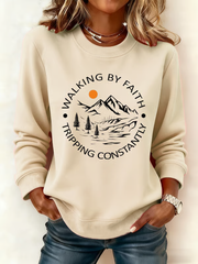Women's Walking by Faith Tripping Constantly Print off-shoulder sweatshirt