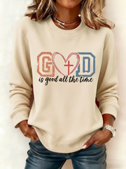 Women's God Is Good All The Time Print off-shoulder sweatshirt