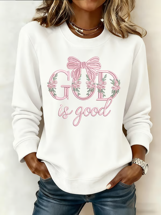 Women's God Is Good All The Time Print off-shoulder sweatshirt