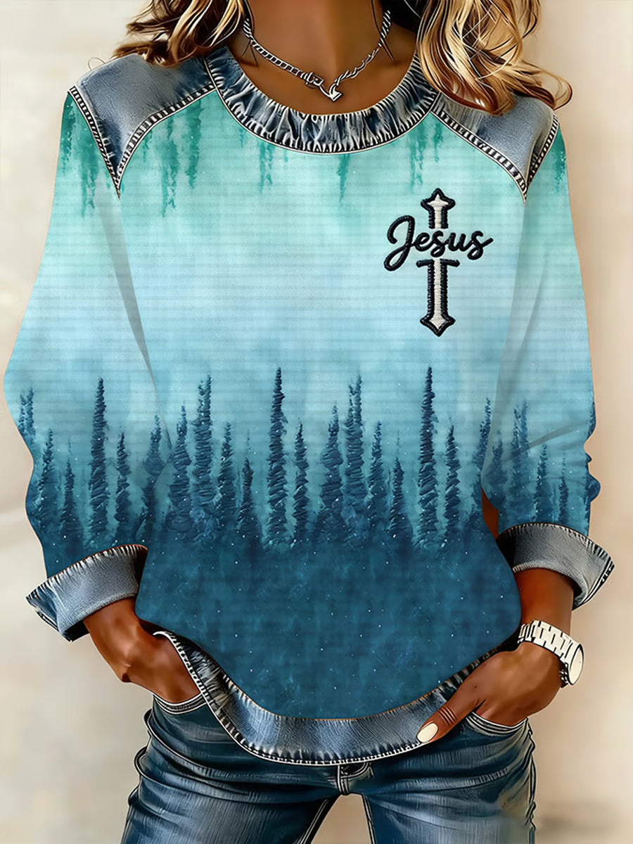 Women's Faith Print Waffle Sweatshirt