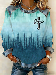 Women's Faith Print Waffle Sweatshirt