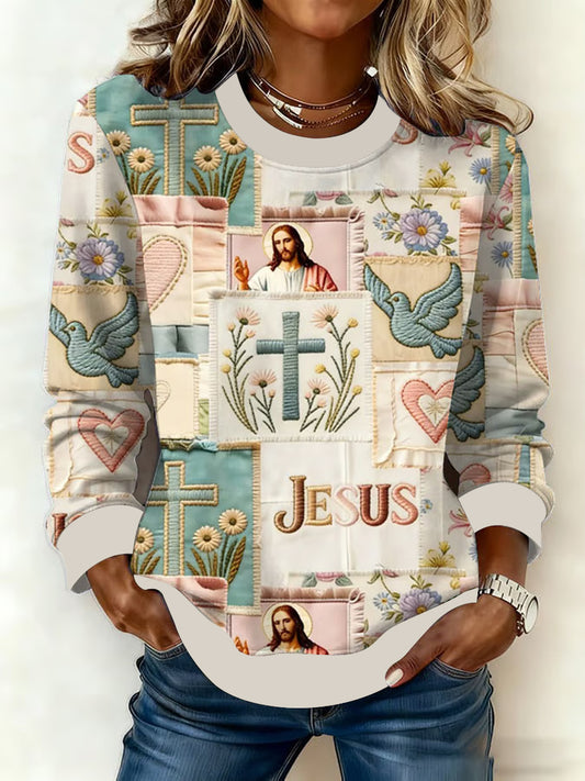 Women's Faith Print Casual Sweatshirt