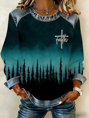 Women's Faith Print Waffle Sweatshirt