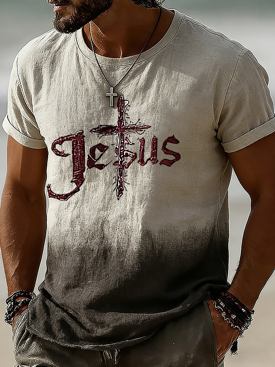 Men's Christian Jesus Cross Short Sleeve T-shirt