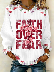 Women's Faith Over Fear Patchwork Top