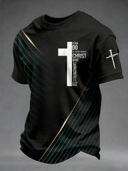 Men's I Can Do All Things Through Christ Who Strengthens Me Art Geometric Print Casual Tee