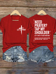 Women's Need Prayer?Tap My Shoulder Print V-Neck Tee