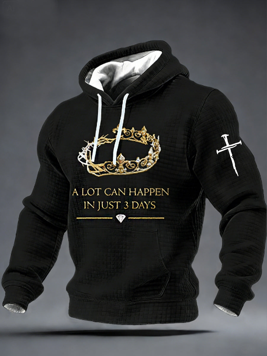Men's A Lot Can Happen In 3 Days Checkered Cotton Hoodie