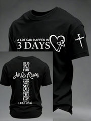 Men's A Lot Can Happen in 3 Days Embroidery Pattern Tee
