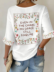 Women's 'even in the chaos his grace still finds me' V-neck tops