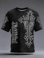 Men's Cross Print Casual T-Shirt