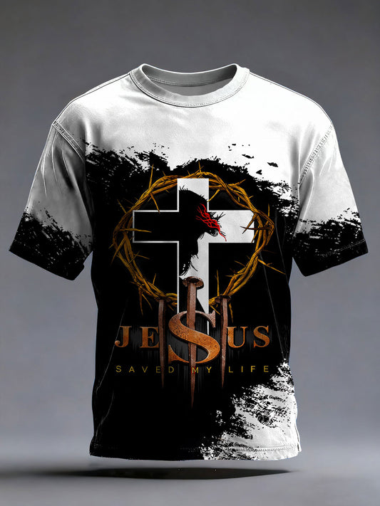 Men's Cross Print Casual T-Shirt