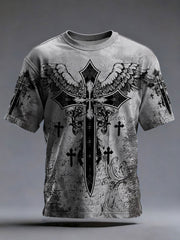Men's Cross Print Casual T-Shirt