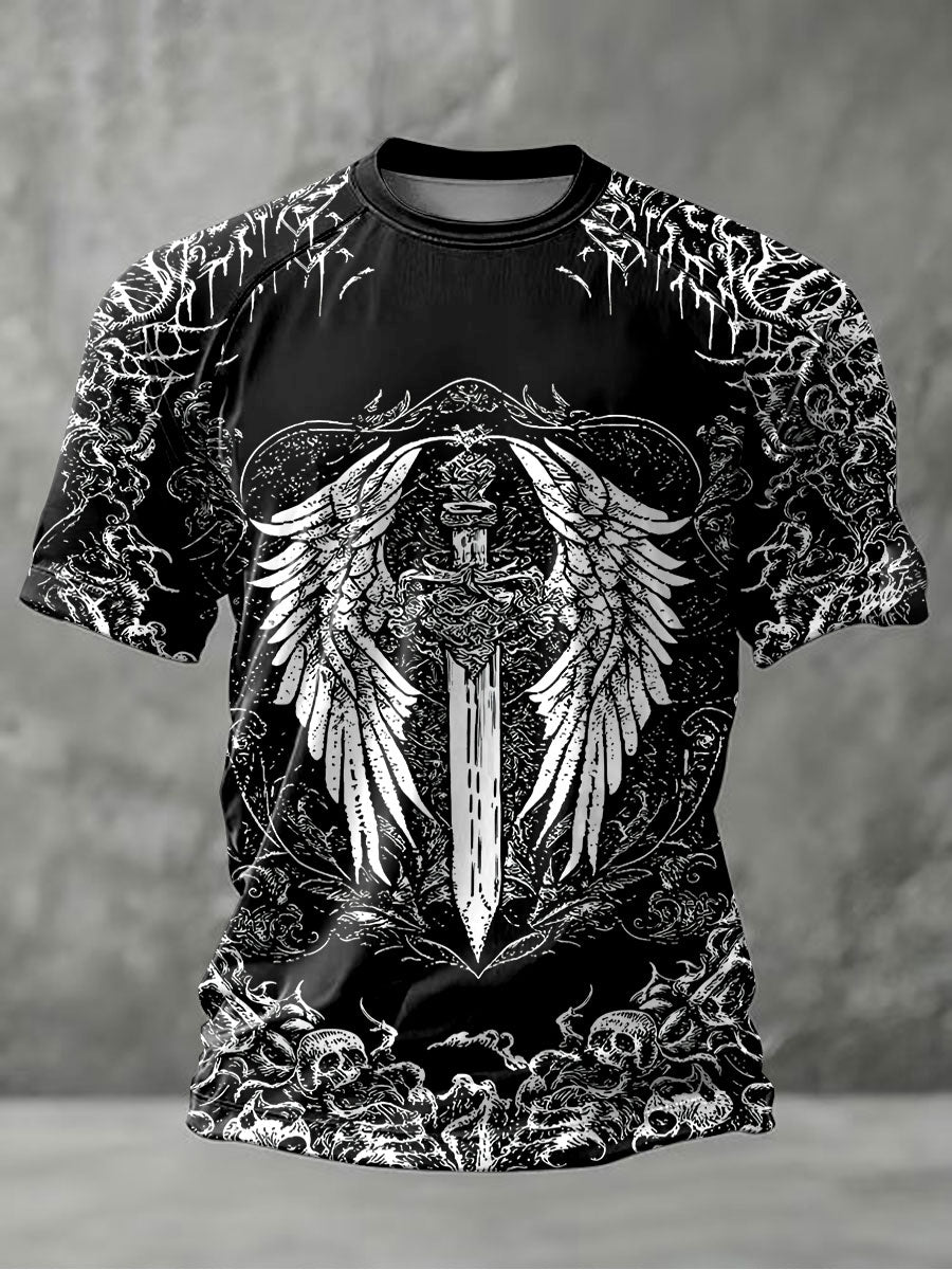 Men's Cross Print Casual T-Shirt
