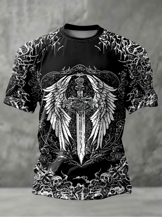 Men's Cross Print Casual T-Shirt