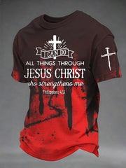 Men's I CAN DO ALL THINGS THROUGH JESUS CHRIST sho strengthens me Philipptans 4:13 short sleeves t-shirt