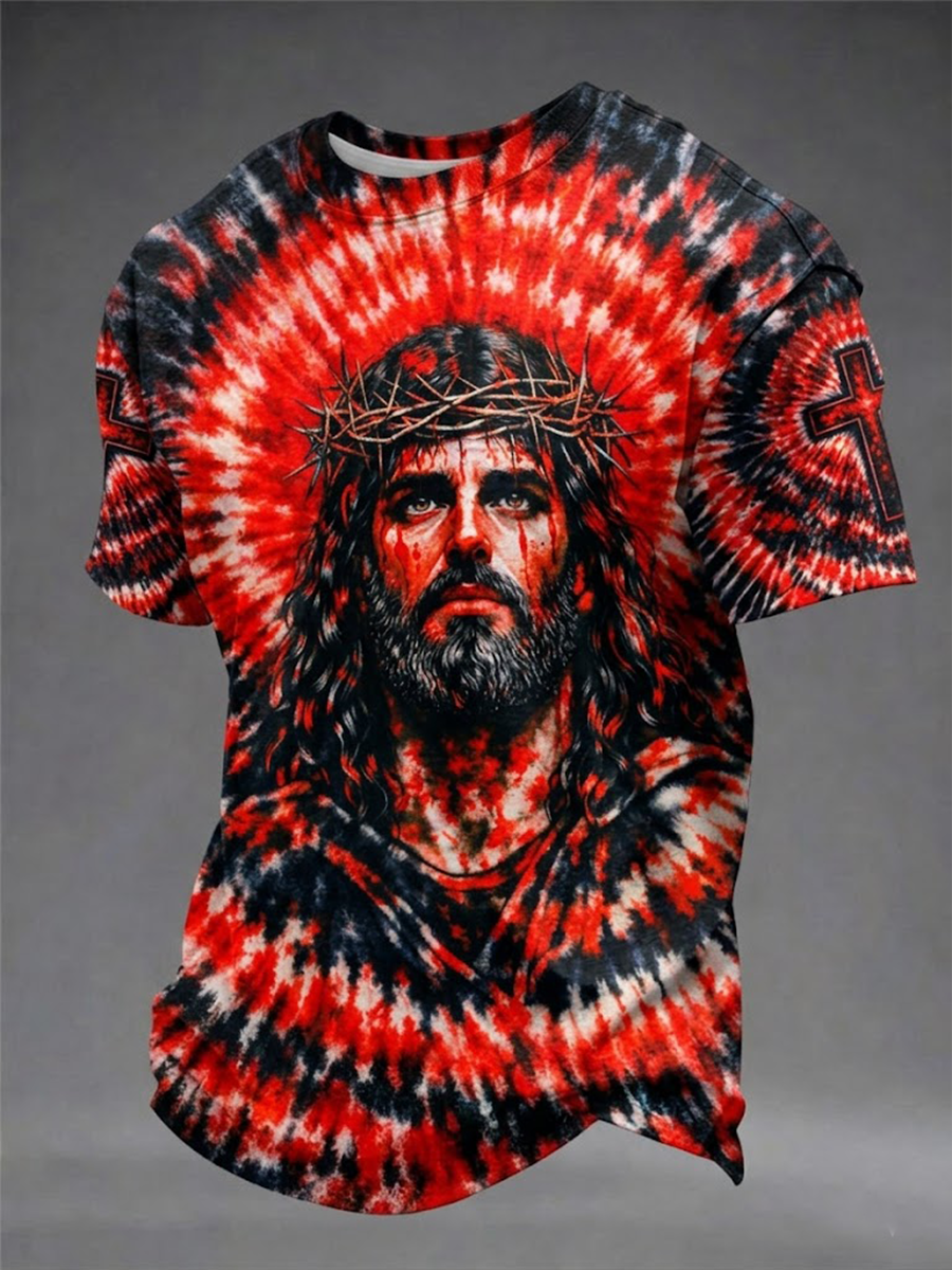 Men's Tie-Dye Jesus Short Sleeves T-shirt