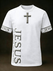 Men's Christian Jesus The Way The Truth The Life Cross Print Casual Short Sleeve  T-shirt
