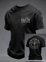 Men's Faith Over Fear Printed Casual T-Shirt