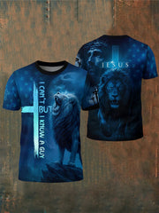 Men's I Can't But I Know A Guy Lion Cross Short Sleeve  T-shirt