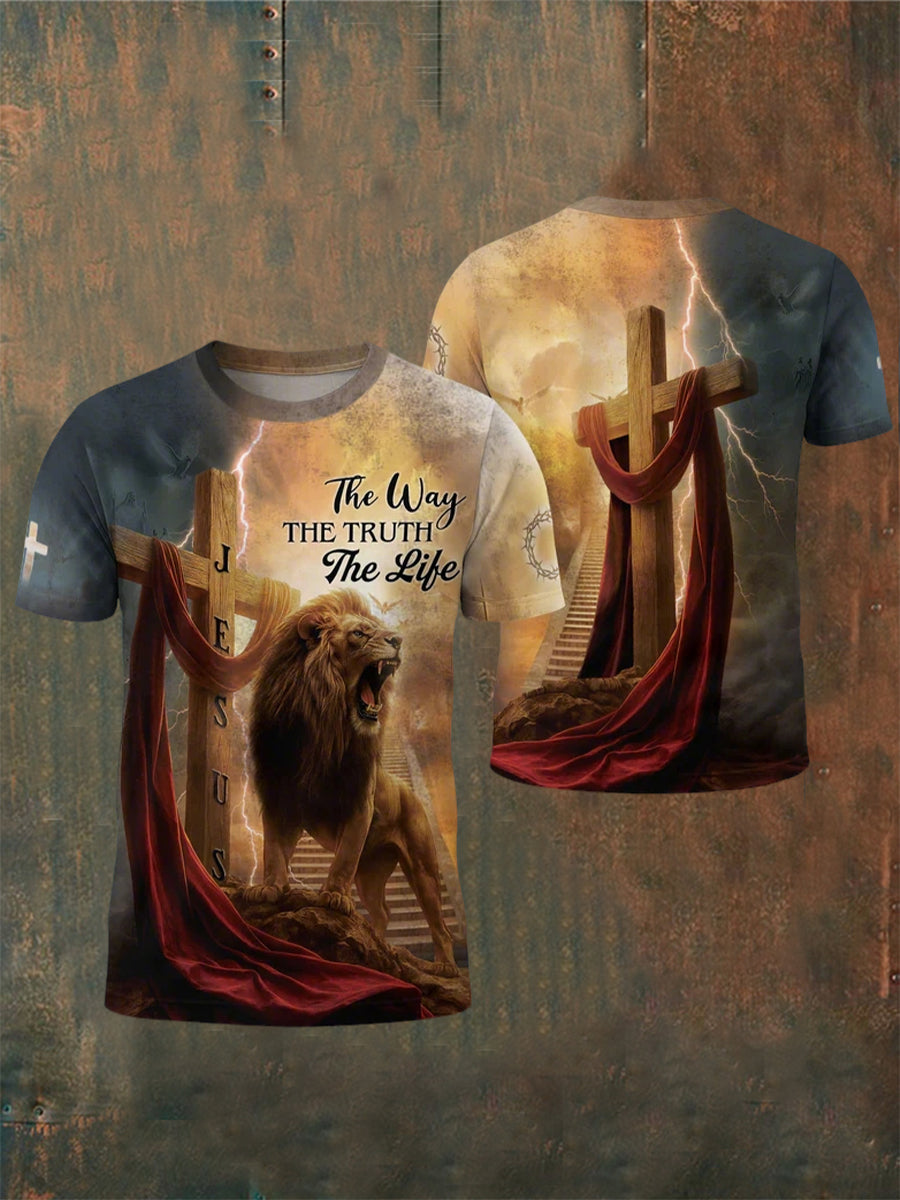 Men's Jesus Cross The Way, The Truth, The Life Short Sleeve  T-shirt