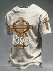 Men's He is Risen MATTHEW 28:6 Waffle Short Sleeve