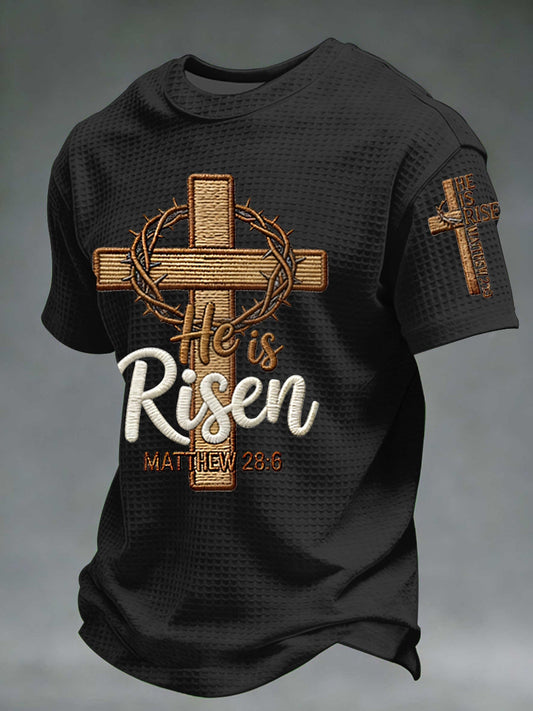 Men's He is Risen MATTHEW 28:6 Waffle Short Sleeve