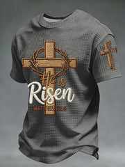 Men's He is Risen MATTHEW 28:6 Waffle Short Sleeve