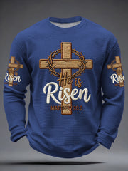Men's He is Risen MATTHEW 28:6 Waffle Long Sleeve T-Shirt