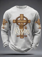 Men's He is Risen MATTHEW 28:6 Waffle Long Sleeve T-Shirt