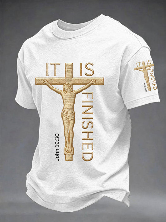 Men's It Is Finished Jesus Christian Cross Print Tee