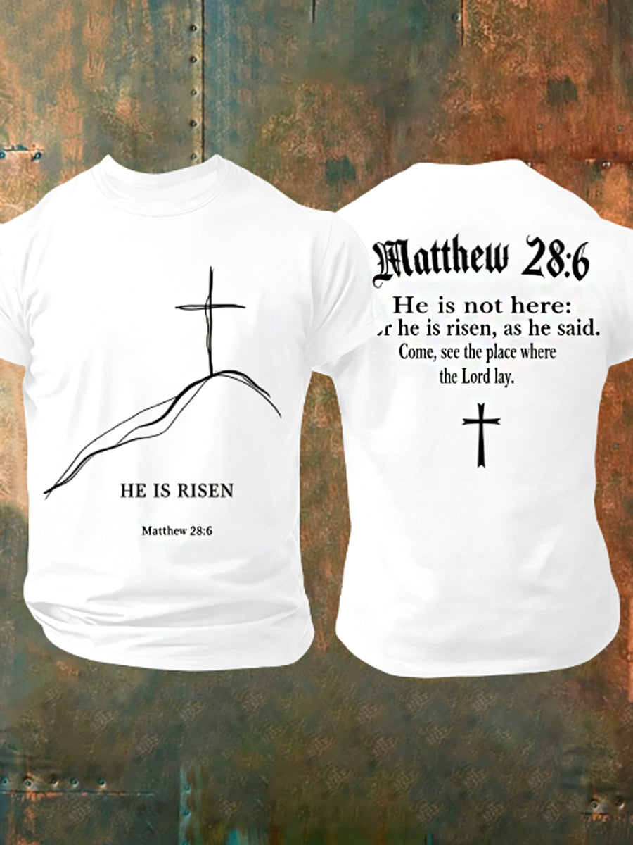 Men's He is Risen MATTHEW 28:6 Short Sleeves Tee