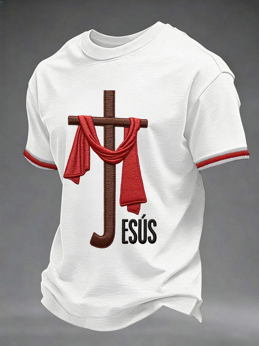 Men's Jesus Print Casual T-Shirt