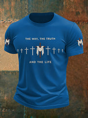 Men's Jesus John 14:6 Jesus The Way, The Truth, The Life Christian Cross Short Sleeve T-shirt