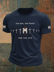 Men's Jesus John 14:6 Jesus The Way, The Truth, The Life Christian Cross Short Sleeve T-shirt