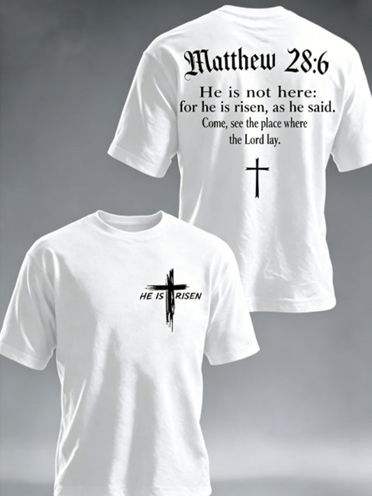 Men's He is Riser MATTHEW 28:6 Tee