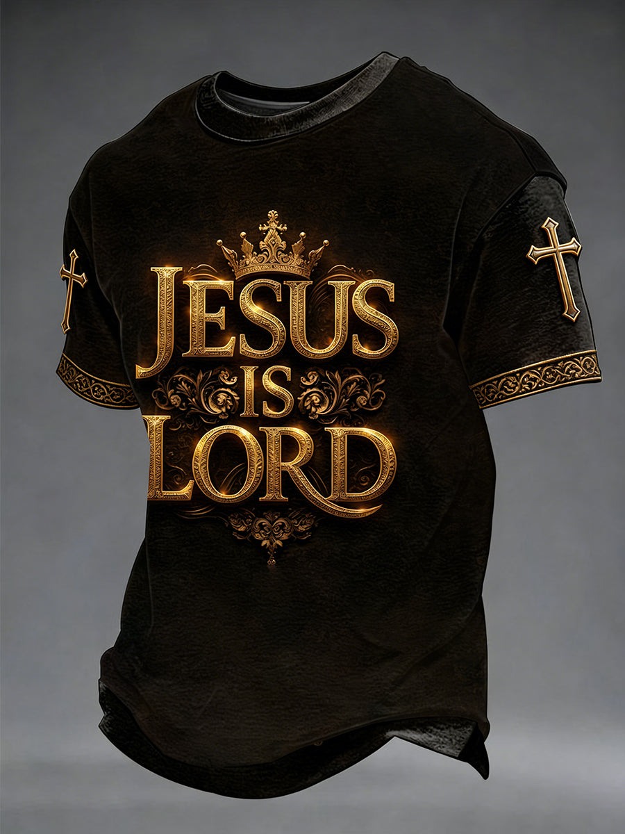 Men's Jesus  Christian Cross Short Sleeve T-shirt
