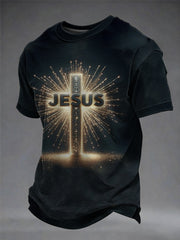 Men's Jesus Christian Cross Short Sleeve T-shirt