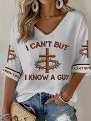 Women's 'I can't but I know a guy' V-neck tops