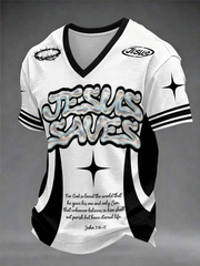 Men's Jesus Saves V-neck T-shirt