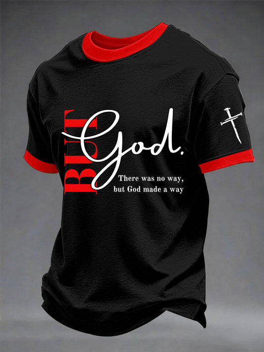 Men's "But God" Print Casual T-Shirt