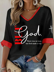 Women's "But God" Printed Casual T-Shirt