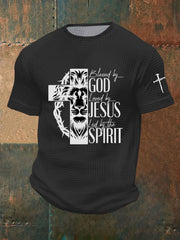 Men's Blessed By God, Loved By Jesus, Led By The Spirit Printed Casual T-shirt